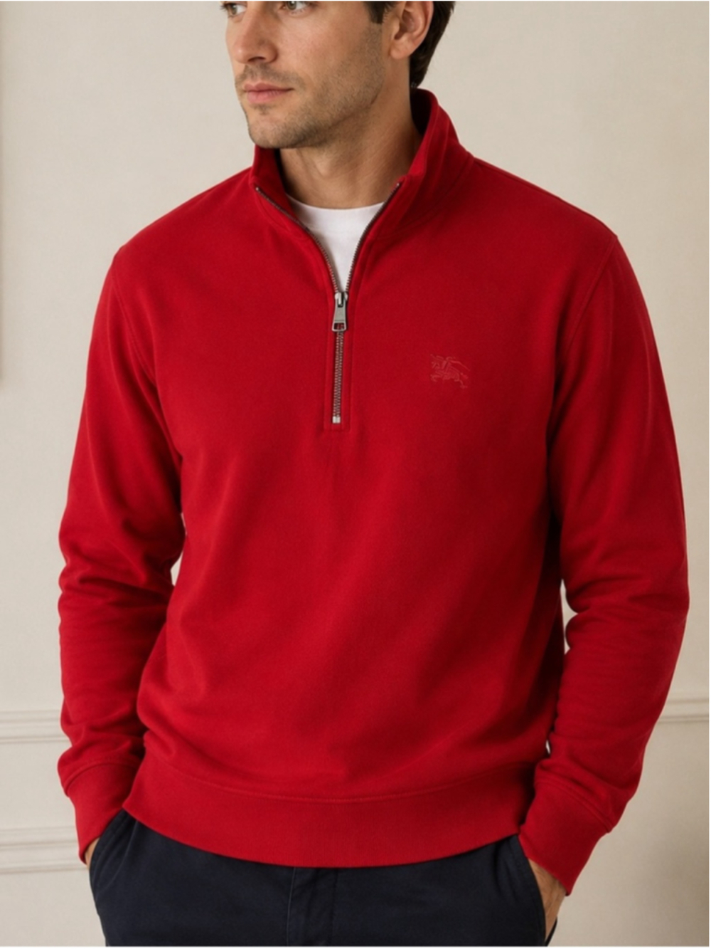 Burberry Brit Red Quarter-Zip Pullover Sweatshirt XL